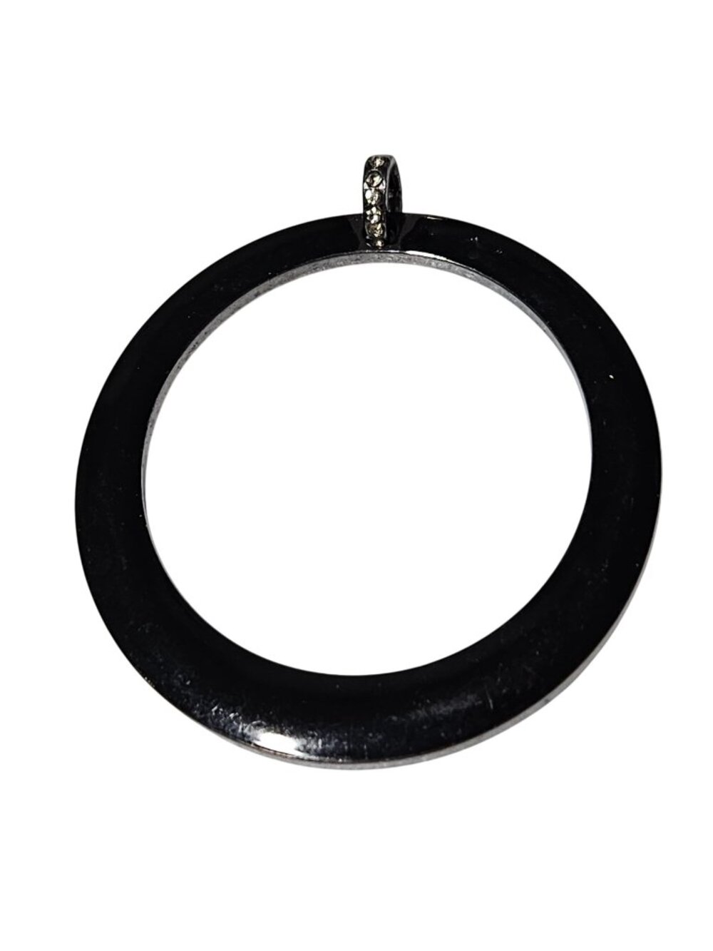 Vintage Black Circular Pendant Rhinestone Accent Jewelry Crafting Minimalist DIY